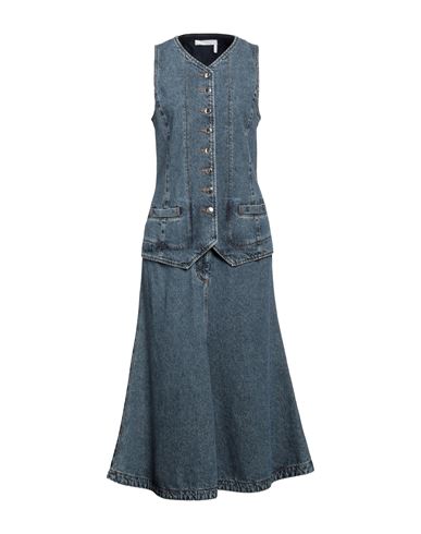 Chloé Woman Midi Dress Blue Size 8 Cotton, Hemp