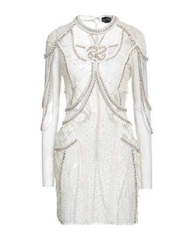 Elisabetta Franchi Woman Mini Dress Ivory Size 6 Polyamide, Viscose, Plastic, Glass, Metal In White