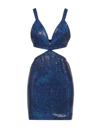 Vicolo Woman Mini Dress Bright Blue Size M Nylon, Metallic Polyester, Elastane