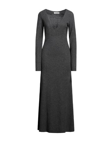 Trussardi Woman Maxi Dress Grey Size L Wool, Viscose, Polyamide, Cashmere