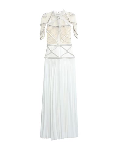Elisabetta Franchi Woman Maxi Dress Off White Size 6 Polyamide, Synthetic Fibers, Plastic, Glass, Me