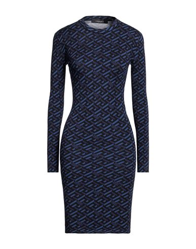 Versace Woman Midi Dress Blue Size 6 Silk, Viscose