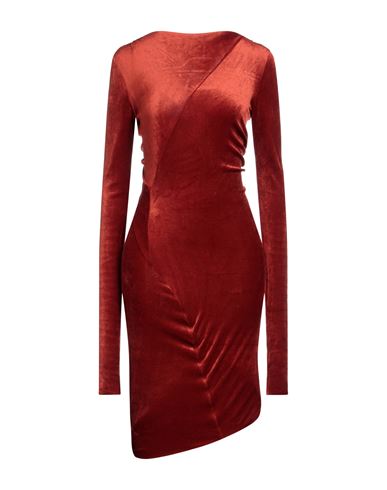 Rick Owens Lilies Woman Midi Dress Rust Size 4 Viscose, Polyamide In Red