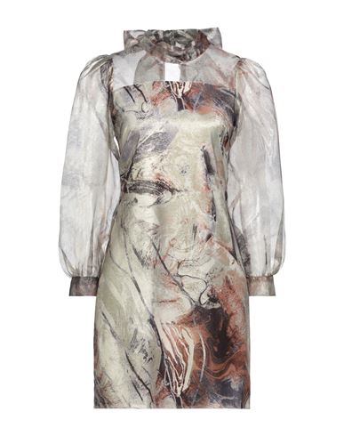 Closet Woman Mini Dress Beige Size 6 Polyester, Metallic Fiber, Elastane