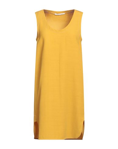 Agnona Woman Mini Dress Mustard Size M Wool, Acetate, Viscose In Yellow