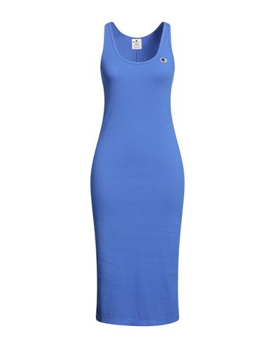 Champion Woman Midi Dress Blue Size S Cotton, Elastane