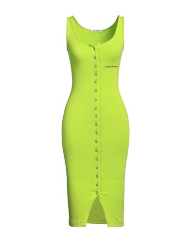 Hinnominate Woman Midi Dress Acid Green Size S Cotton, Elastane