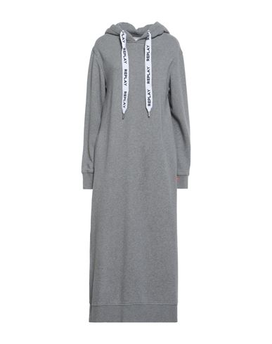 Replay Woman Midi Dress Grey Size L Organic Cotton