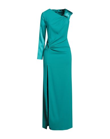 Carla G. Woman Maxi Dress Turquoise Size 4 Acetate, Viscose, Elastane In Blue