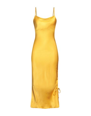 Pinko Woman Long Dress Ocher Size Xs Viscose In Yellow