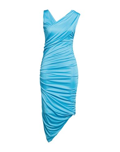 Boutique Moschino Woman Midi Dress Azure Size 6 Acetate, Polyamide In Blue