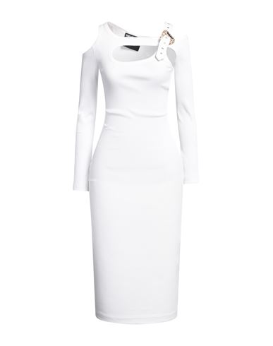 Versace Jeans Couture Woman Midi Dress White Size 6 Cotton, Elastane In White