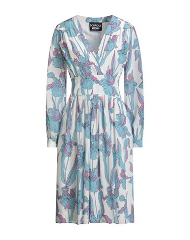 Boutique Moschino Woman Midi Dress White Size 12 Silk In Blue