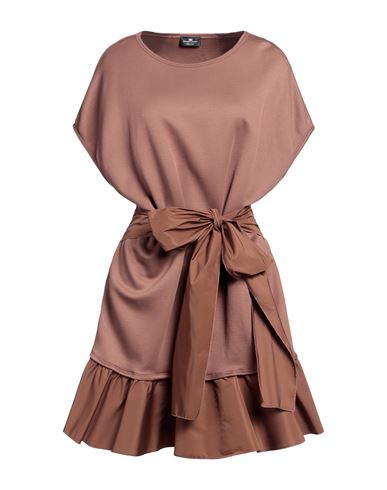 Elisabetta Franchi Woman Mini Dress Cocoa Size 8 Polyamide, Modal, Polyester In Brown