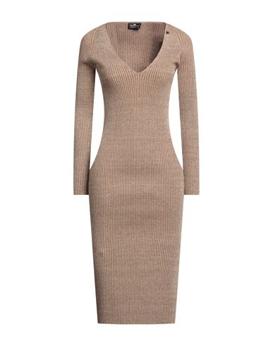Elisabetta Franchi Woman Midi Dress Camel Size 10 Viscose, Polyester, Elastane In Beige
