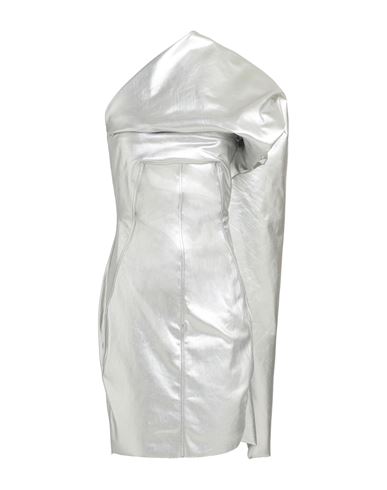 Rick Owens Woman Mini Dress Silver Size 4 Cotton, Elastomultiester, Rubber