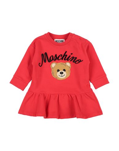 Moschino Baby Newborn Girl Baby Dress Red Size 3 Cotton, Elastane, Polyester