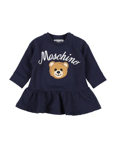 Moschino Baby Newborn Girl Baby Dress Navy Blue Size 3 Cotton, Elastane, Polyester