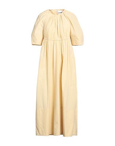 Shop Jil Sander Woman Midi Dress Light Yellow Size 6 Cotton
