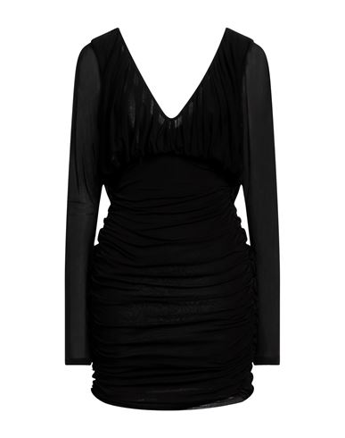 Shop Saint Laurent Woman Mini Dress Black Size 10 Cupro