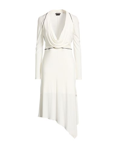 Tom Ford Woman Midi Dress White Size 6 Viscose, Elastane, Cotton In Gray