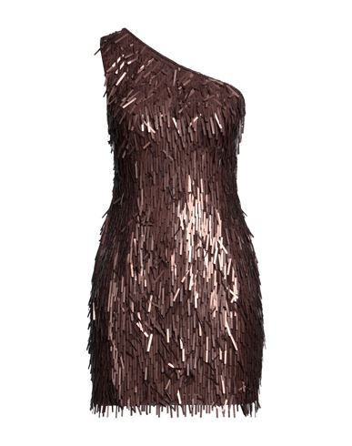 Elisabetta Franchi Woman Mini Dress Brown Size 4 Viscose, Plastic
