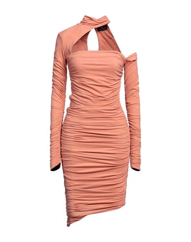 Elisabetta Franchi Woman Midi Dress Salmon Pink Size 4 Polyester, Elastane