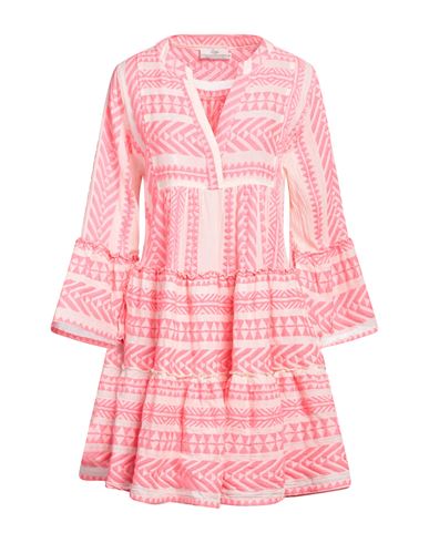 Devotion Twins Woman Short Dress Fuchsia Size M Cotton, Pes - Polyethersulfone In Pink