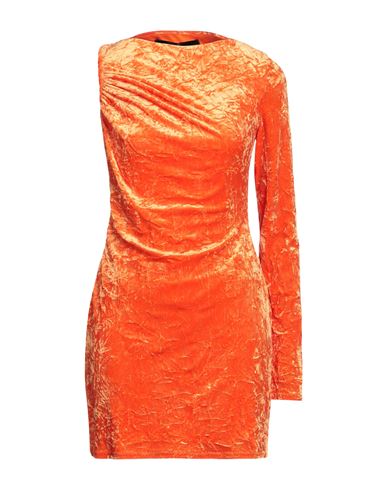 Versace Woman Mini Dress Orange Size 8 Polyester, Elastane, Polyamide