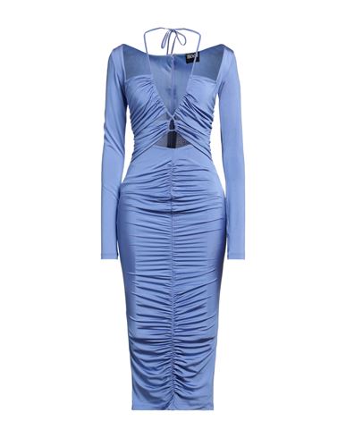 Versace Jeans Couture Woman Midi Dress Pastel Blue Size 6 Acetate, Elastane