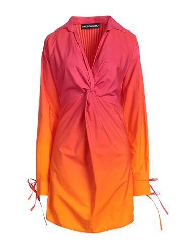 Shop Andreädamo Andreādamo Woman Mini Dress Fuchsia Size M Cotton, Viscose, Polyester, Polyamide, Elastane In Pink