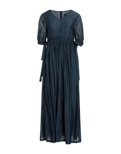 's Max Mara Woman Maxi Dress Navy Blue Size 8 Cotton, Silk