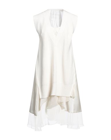 Sacai Woman Mini Dress Cream Size 1 Cotton, Polyester In White