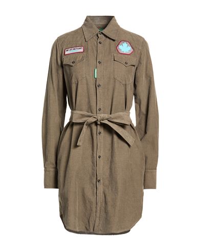 Dsquared2 Woman Mini Dress Khaki Size 10 Cotton In Brown