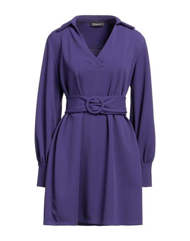 Vanessa Scott Woman Mini Dress Dark Purple Size M Polyester, Elastane