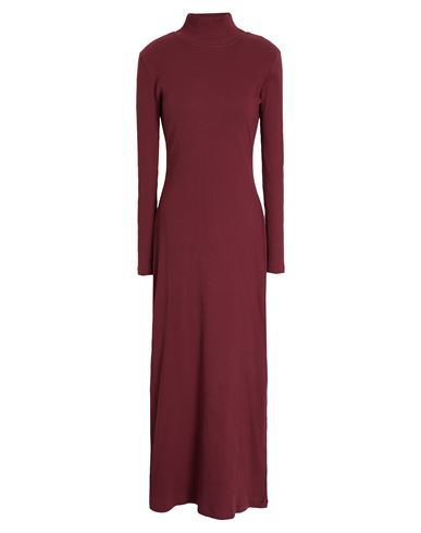 8 By Yoox Ribbed High-neck Open Back Maxi Dress Woman Maxi Dress Burgundy Size Xl Organic Cotton, El In Red
