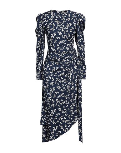 Alessandra Rich Woman Midi Dress Navy Blue Size 6 Silk