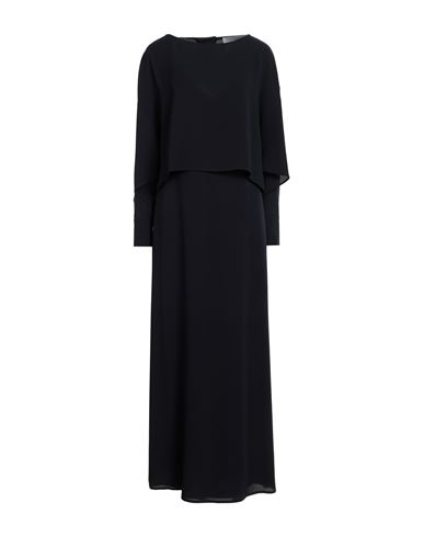 Erika Cavallini Woman Maxi Dress Midnight Blue Size 6 Silk In Black