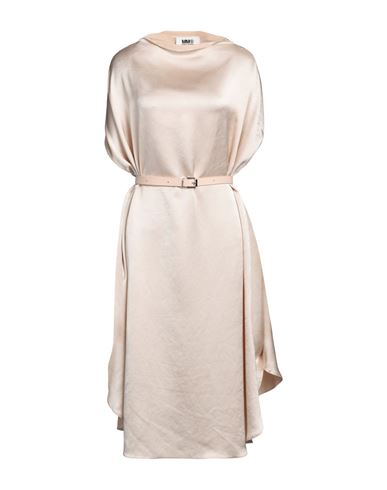 Mm6 Maison Margiela Woman Midi Dress Cream Size Onesize Polyester, Calfskin In White