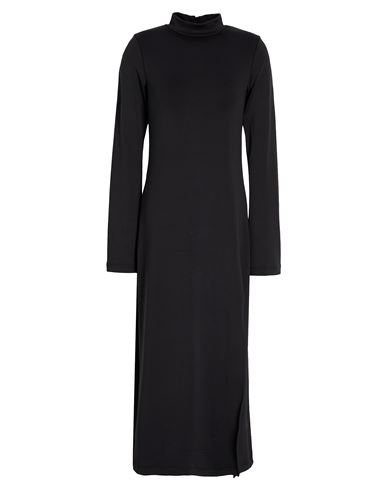 8 By Yoox Mock-neck Front Split Midi Dress W/ Flared Sleeves Woman Midi Dress Black Size Xxl Recycle