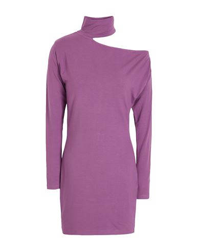8 By Yoox Viscose High-neck Cut Out Mini Dress Woman Mini Dress Purple Size Xxl Viscose, Elastane