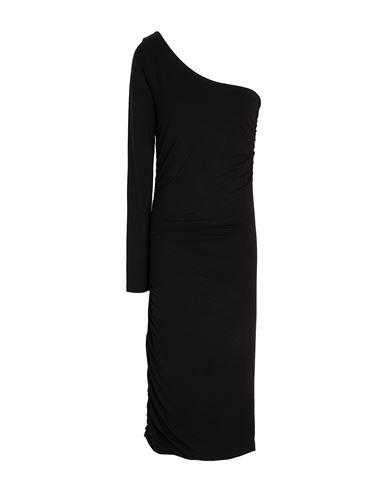 8 By Yoox Viscose One-shoulder Gathered Maxi Dress Woman Midi Dress Black Size Xxl Viscose, Elastane