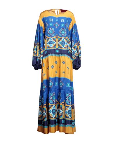 Double J Woman Maxi Dress Azure Size M Silk In Blue