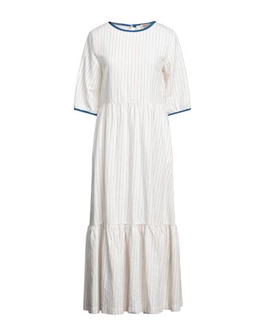 Shop Alessia Santi Woman Maxi Dress Ivory Size 8 Cotton, Linen, Polyamide In White
