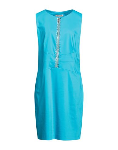 Angelo Marani Woman Midi Dress Azure Size 16 Cotton, Polyamide, Elastane In Blue