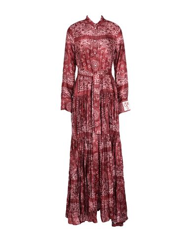 Golden Goose Belted Tiered Paisley-print Satin-twill Maxi Dress In Red