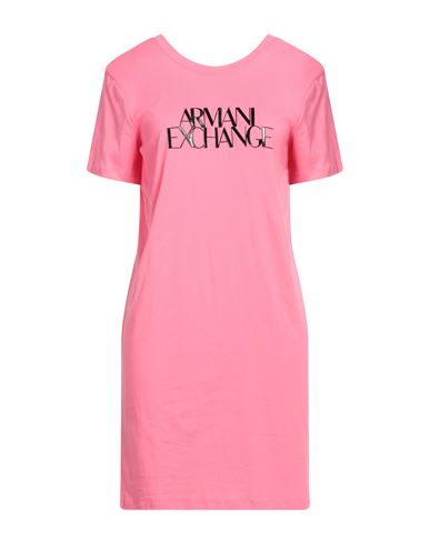 Shop Armani Exchange Woman Mini Dress Pink Size L Cotton