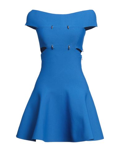 Alexander Mcqueen Woman Mini Dress Azure Size S Viscose, Polyester, Polyamide, Elastane In Blue