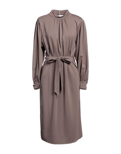 Access Fashion Woman Midi Dress Khaki Size L Rayon, Nylon, Elastane In Beige