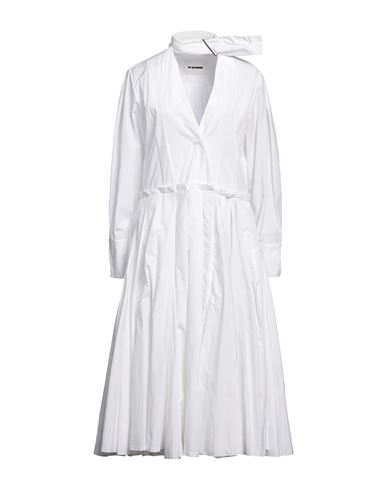 Jil Sander Woman Midi Dress White Size 6 Cotton